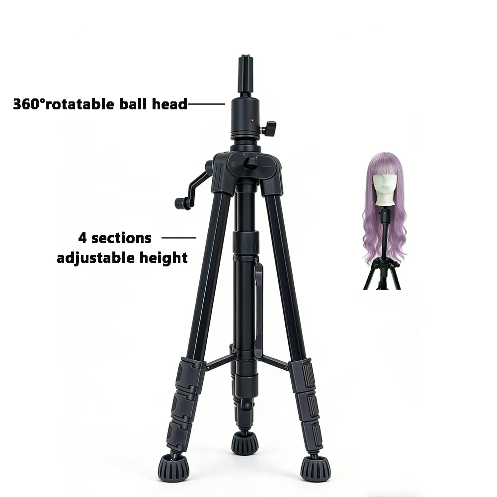 Adjustable Height Aluminum alloy Durable High Foot Tripod Wig Making Tripod for Wig Training Mannequin Head