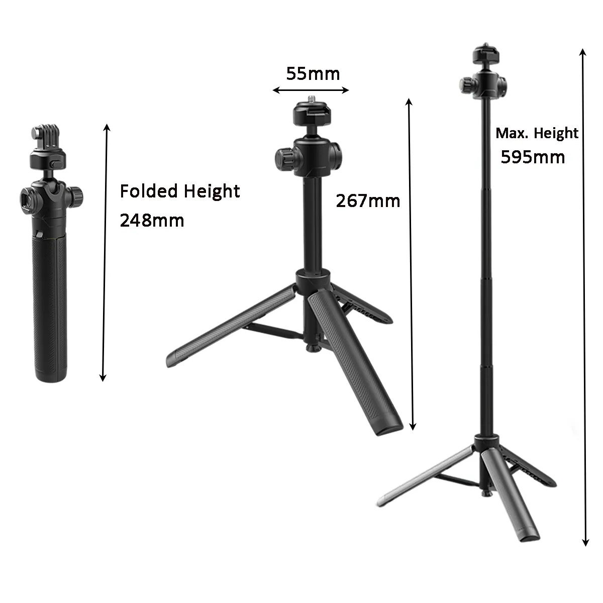 Extendable Mini Tripod Adjustable Height 360 Rotation Ball Head Vlog Small Camera Tripod for GoPro DJI Osmo Pocket Action Camera