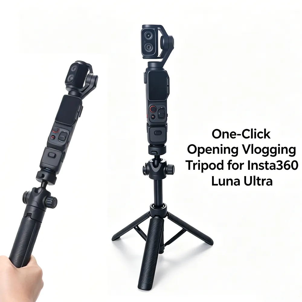 One-Click Opening Vlogging Tripod Height Adjustable 360 Rotation Ball Head Universal 1/4" Screw & GoPro Mount f